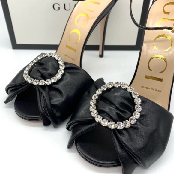 GUCCI Black Nappa Charlotte Lambskin Sandals, Black Size 40 with Box - Picture 7 of 17
